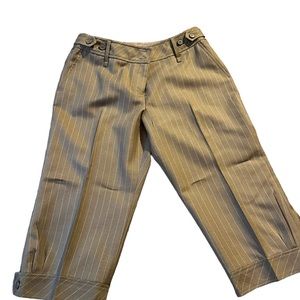Ann Taylor Loft Marisa cropped brown pinstripe dress pants. Size 8. Dry Clean.